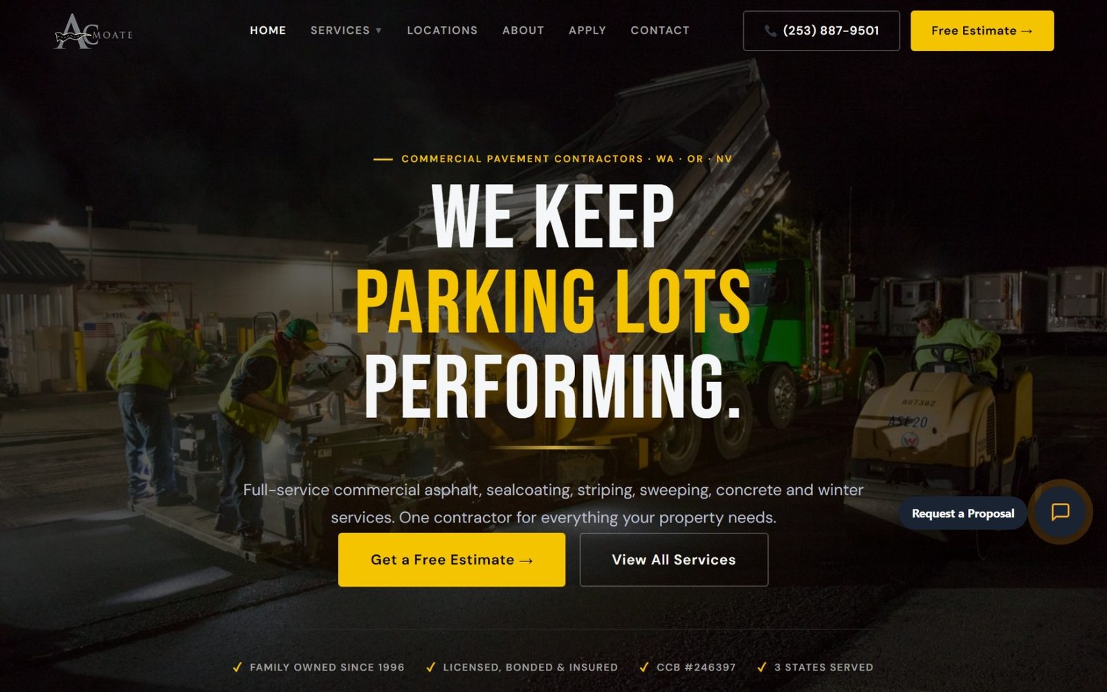AC Moate Industries — commercial pavement contractor website